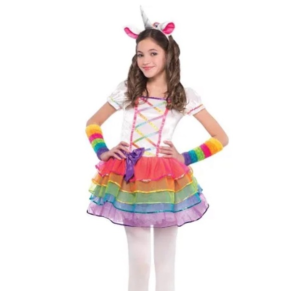 RAINBOW 🌈 UNICORN 4PC COSTUME SIZE GIRL LARGE (12-14) 🌟NWT🌟 - Picture 8 of 9